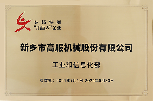 2020年，入選“國家級專精特新小巨人”企業(yè)